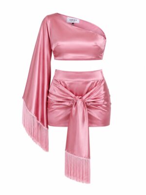 TINNA CONCEPT Pink Mini Skirt satin set