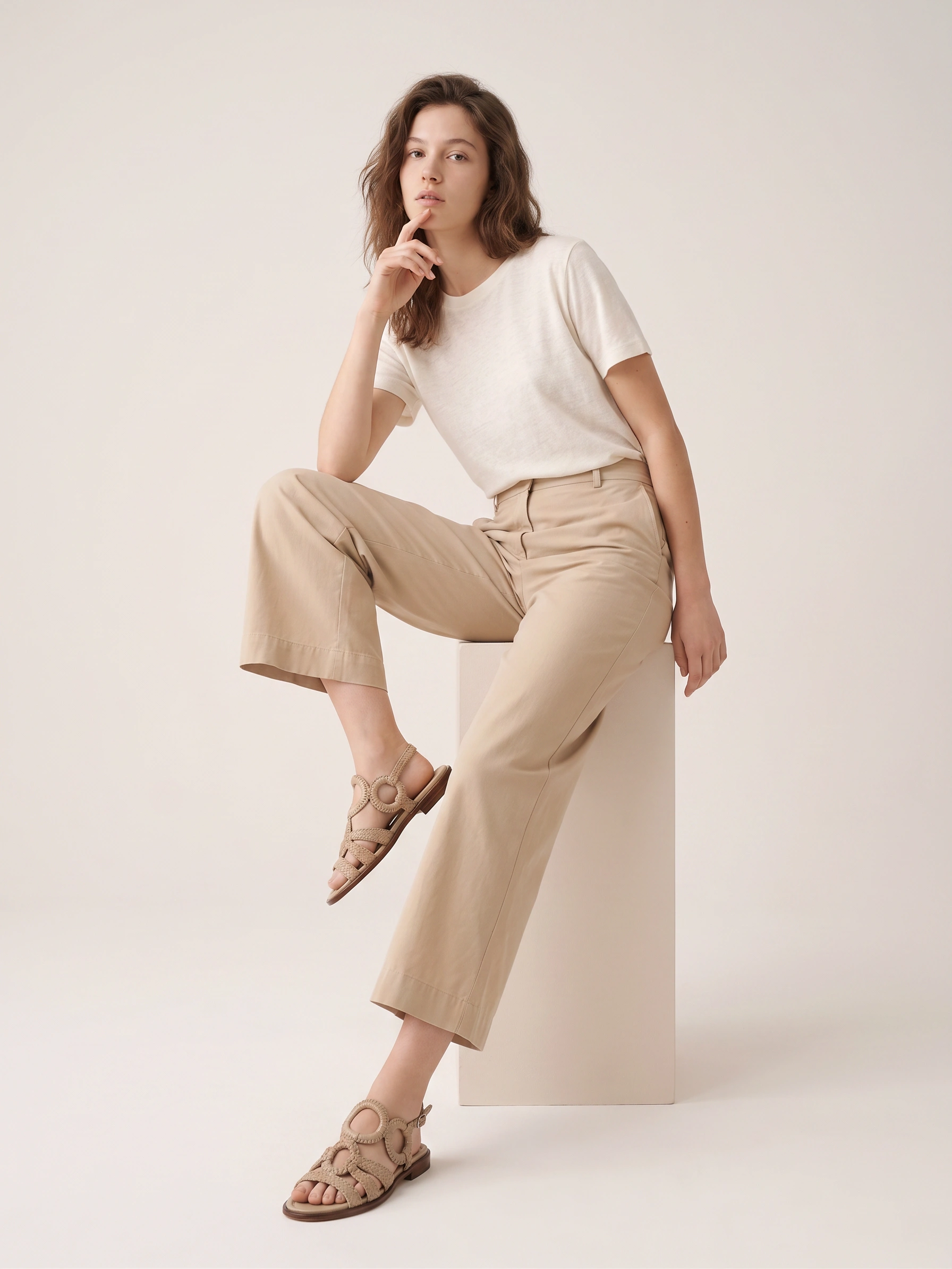 PONS QUINTANA Tan/Beige Flat Sandals Sandal - Image 2