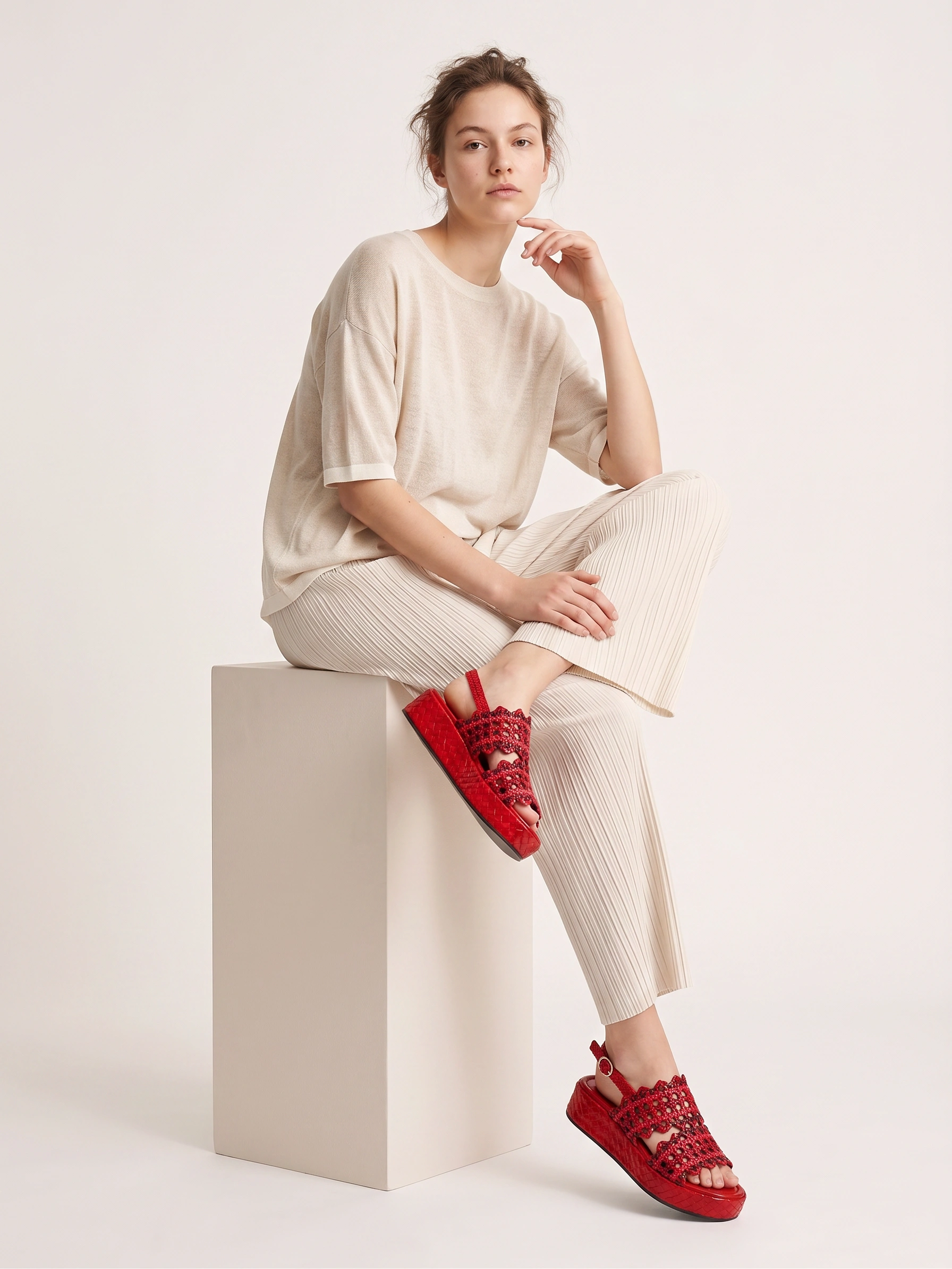 PONS QUINTANA Red Platforms Sandal - Image 2