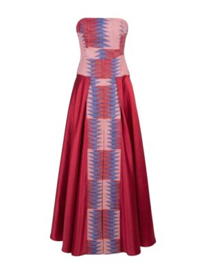 NAAYE BRAHM - Crimson Strapless Evening Gown – La Porteuse