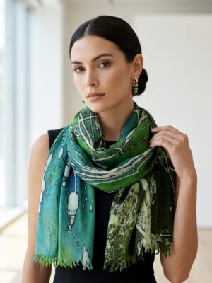 Green designer scarf