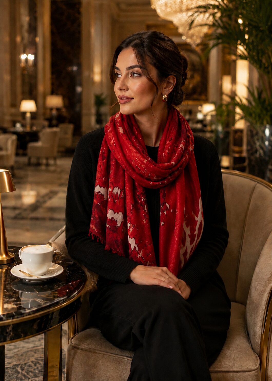 designer red scarf