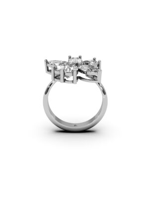 Just Brilliant L’amour diamond ring with 2.8ct lab created diamonds set in 18K white gold 4.18 grams floral inspired design on white background