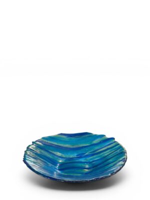 Kendra Schneider Blue Sea Ripples Glass Bowl Artwork