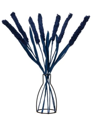 STITCHES DENIM DESIGN Blue Handmade CatTail Flowers Decorative Accent