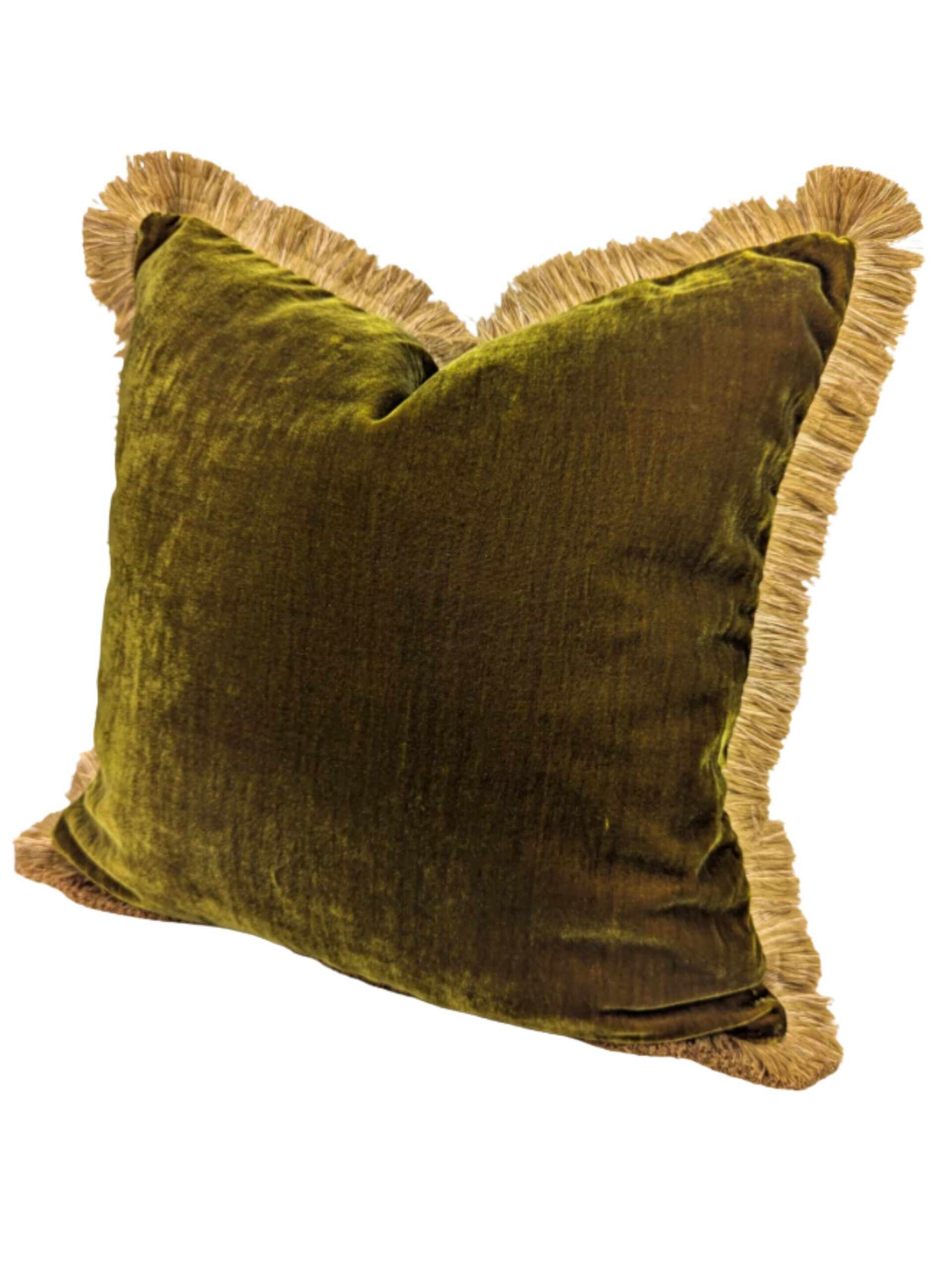 Velvet Fringe Home Green - Chartreuse Velvet Pillow - Image 3