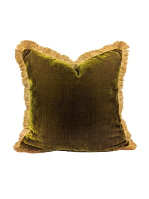 Velvet Fringe Home Green - Chartreuse Velvet Pillow