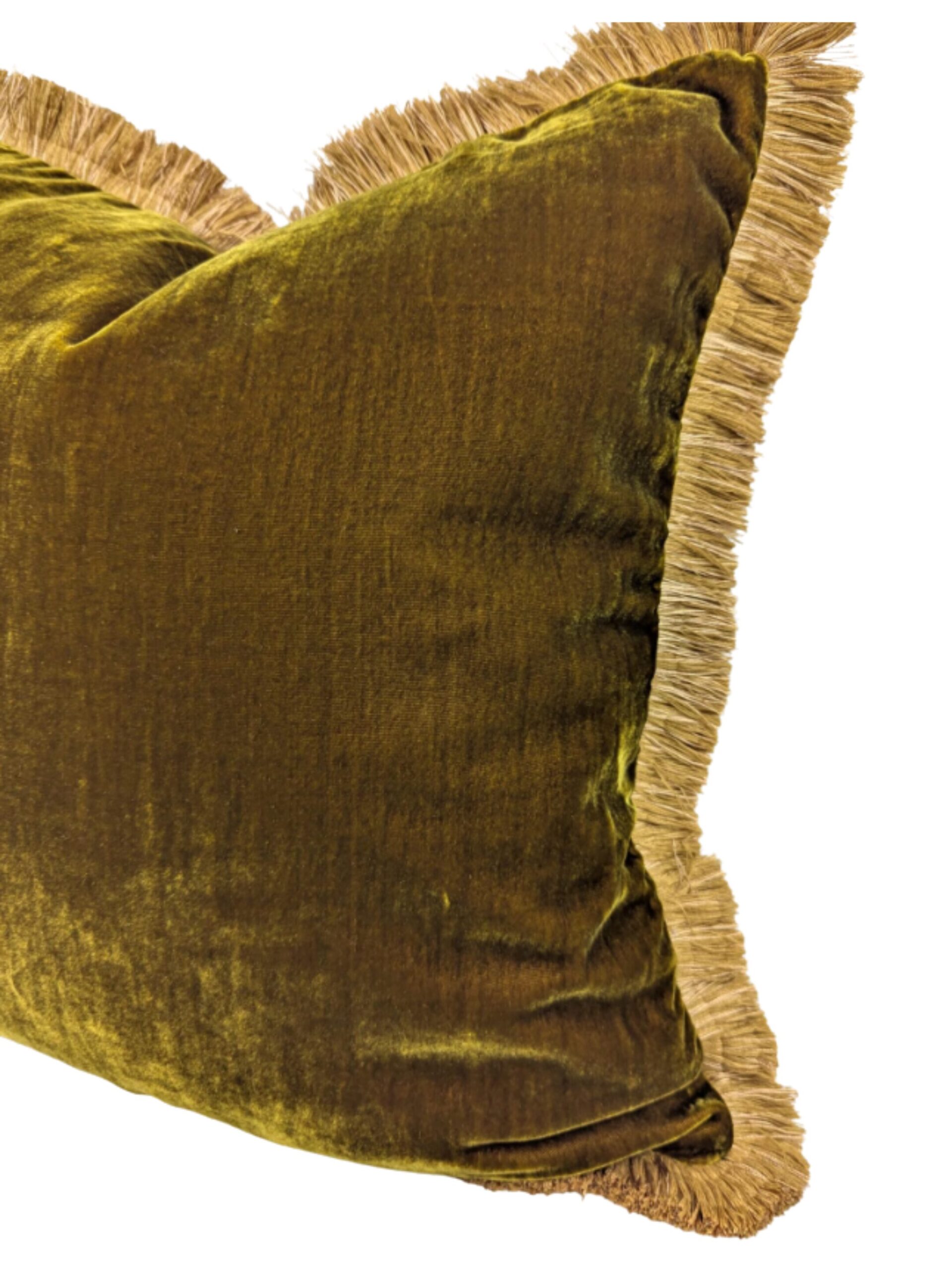 Velvet Fringe Home Green - Chartreuse Velvet Pillow - Image 2