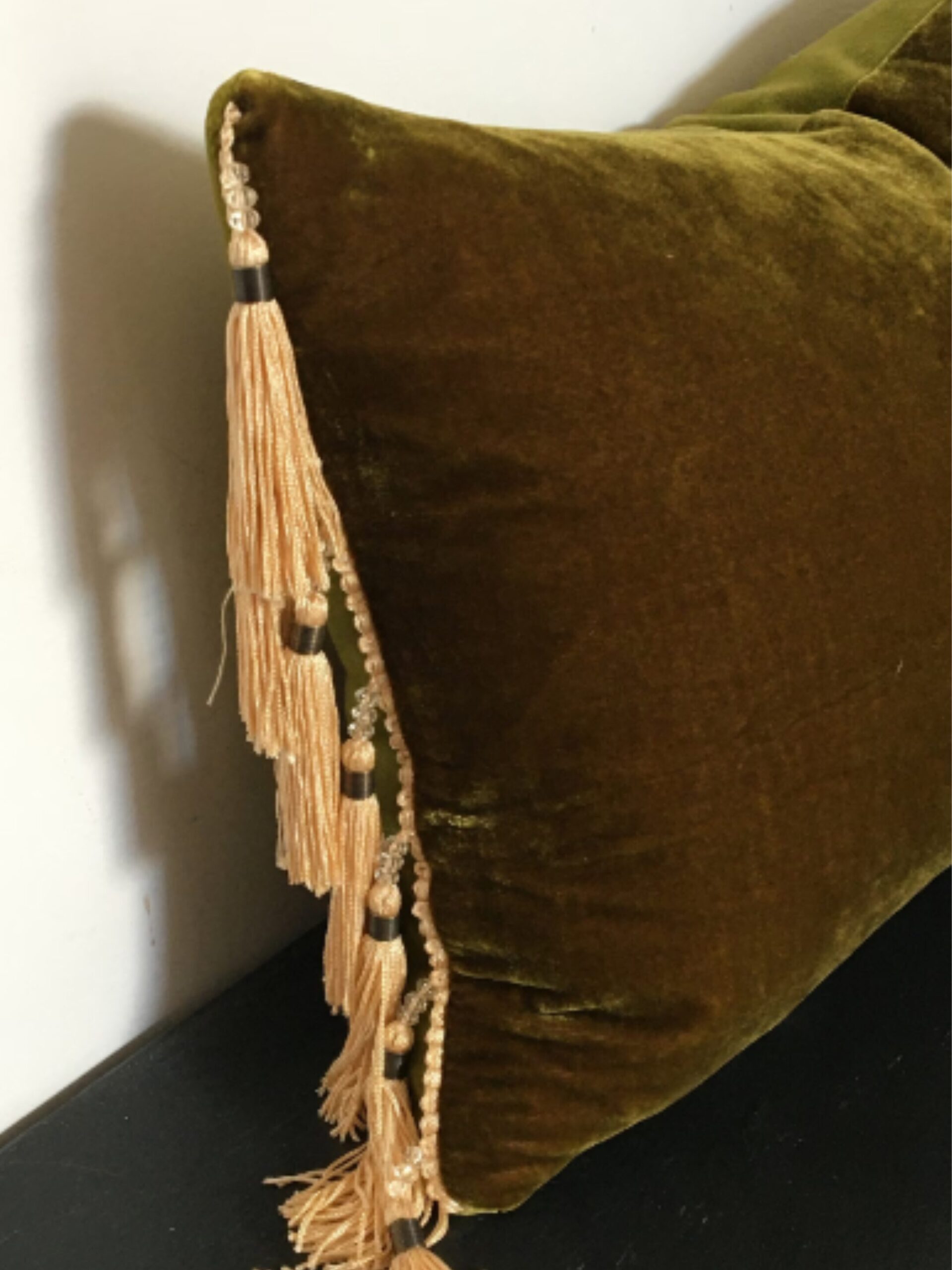 Velvet Fringe Home - Chartreuse Tassel Pillow - Image 3