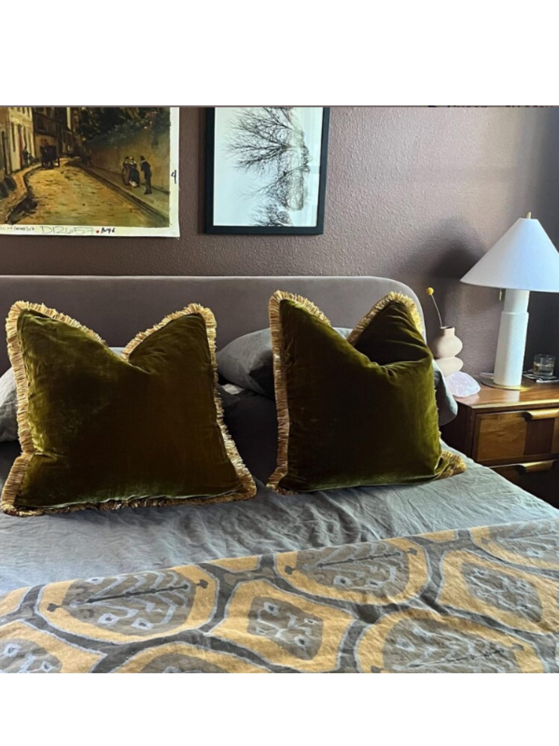 Velvet Fringe Home Green - Chartreuse Velvet Pillow - Image 8