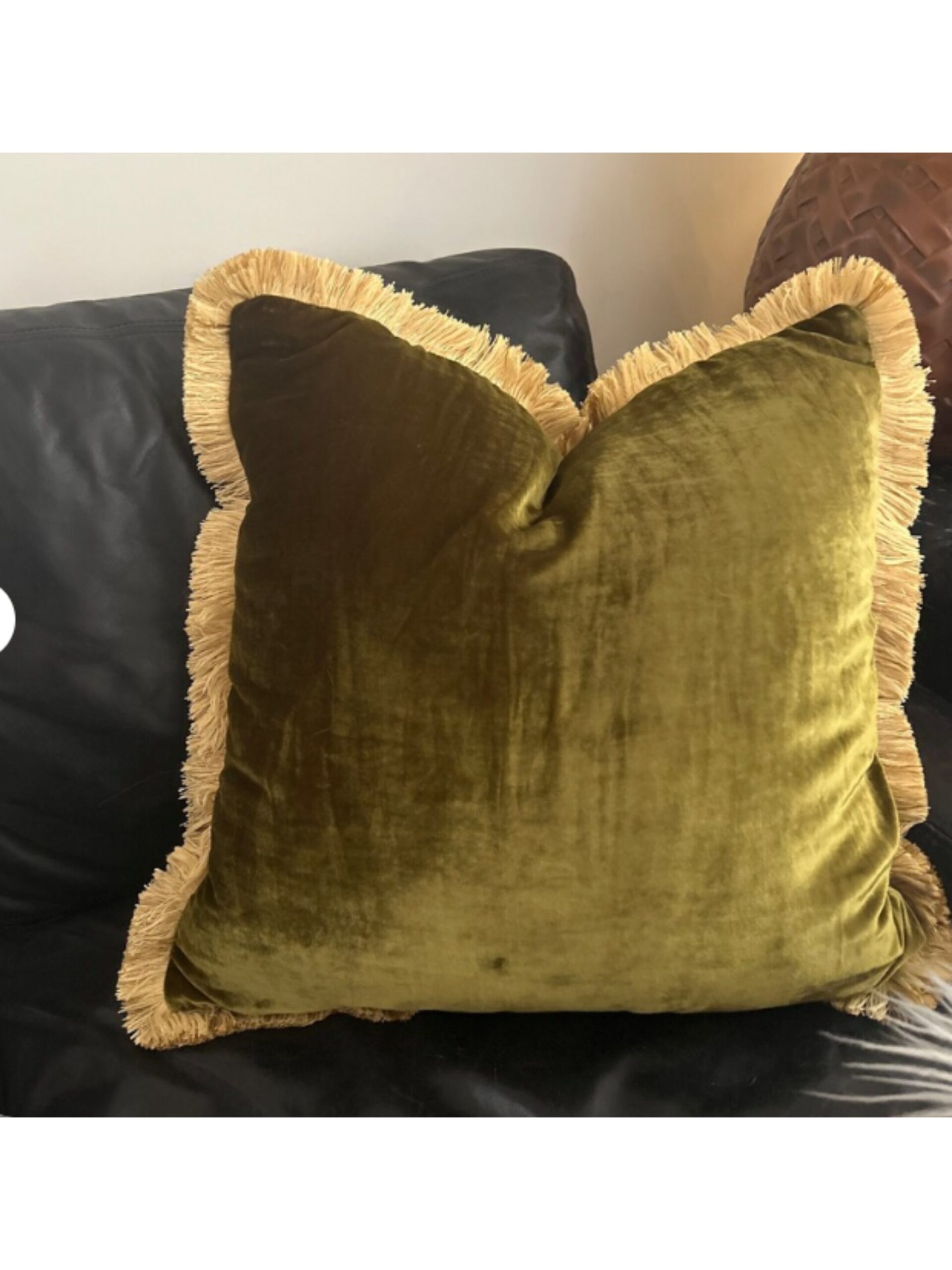 Velvet Fringe Home Green - Chartreuse Velvet Pillow - Image 7