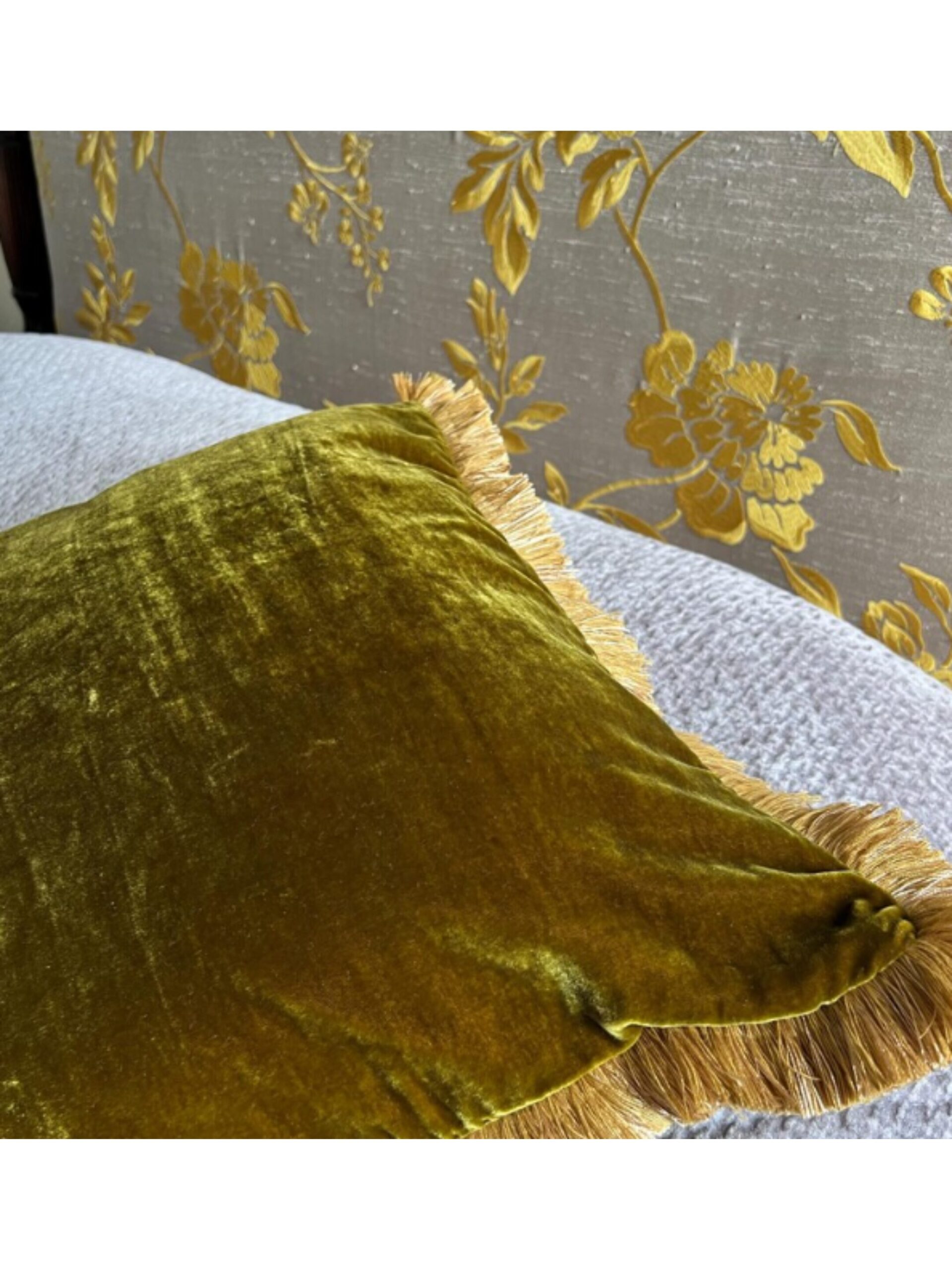 Velvet Fringe Home Green - Chartreuse Velvet Pillow - Image 5