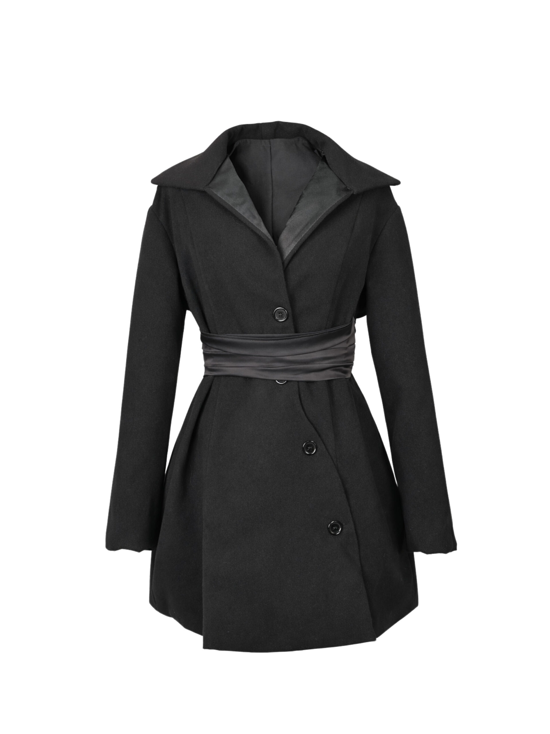 Janeke Luxueuse Black Knee Length Coat/Outerwear