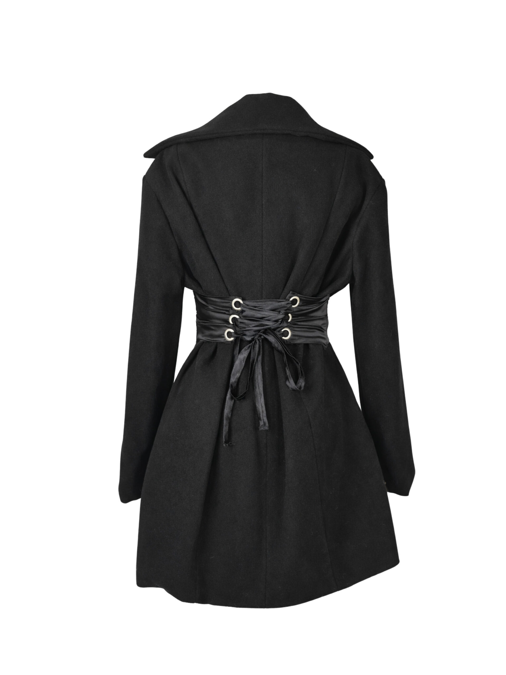 Janeke Luxueuse Black Knee Length Coat/Outerwear - Image 3
