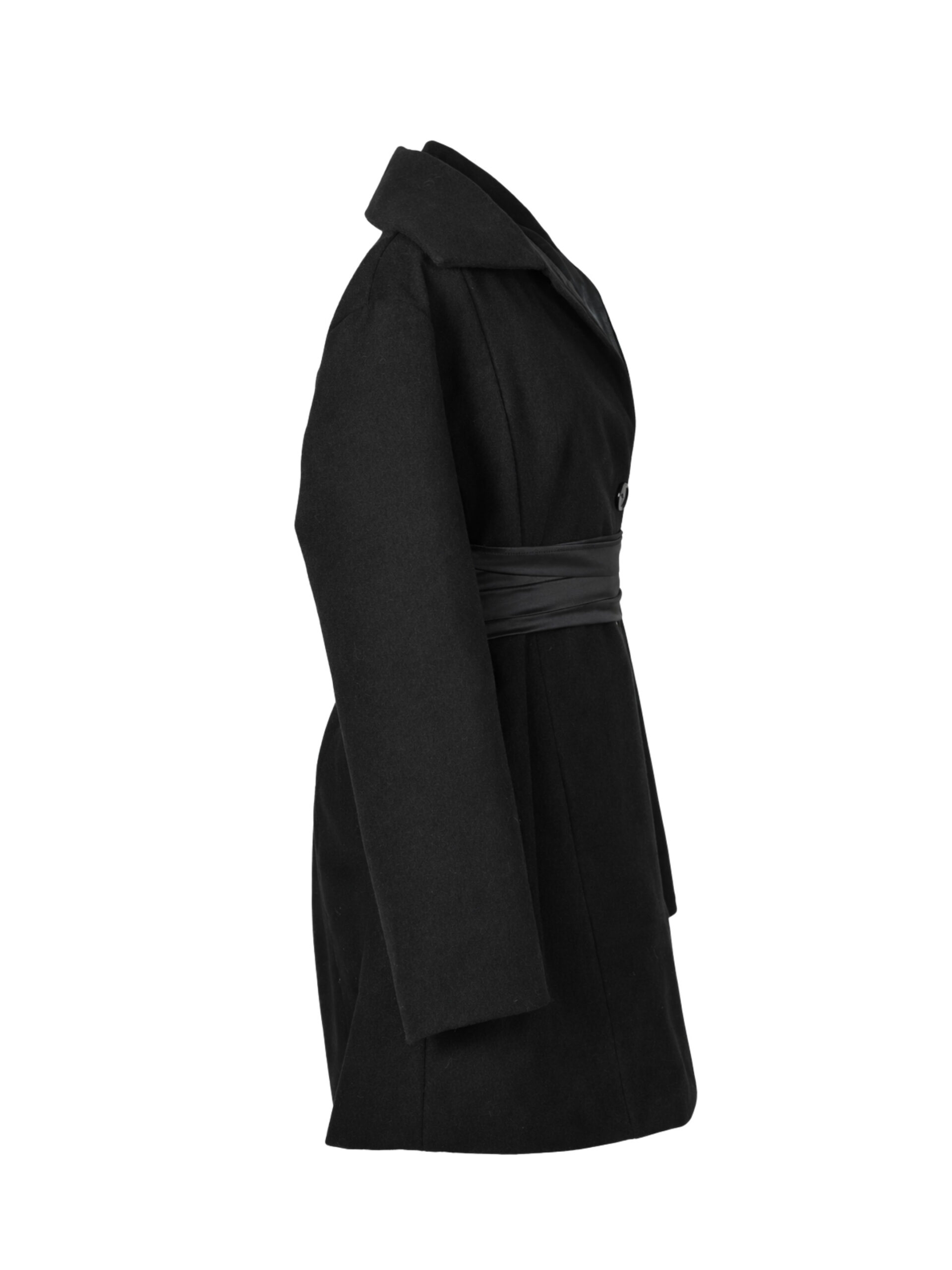 Janeke Luxueuse Black Knee Length Coat/Outerwear - Image 4