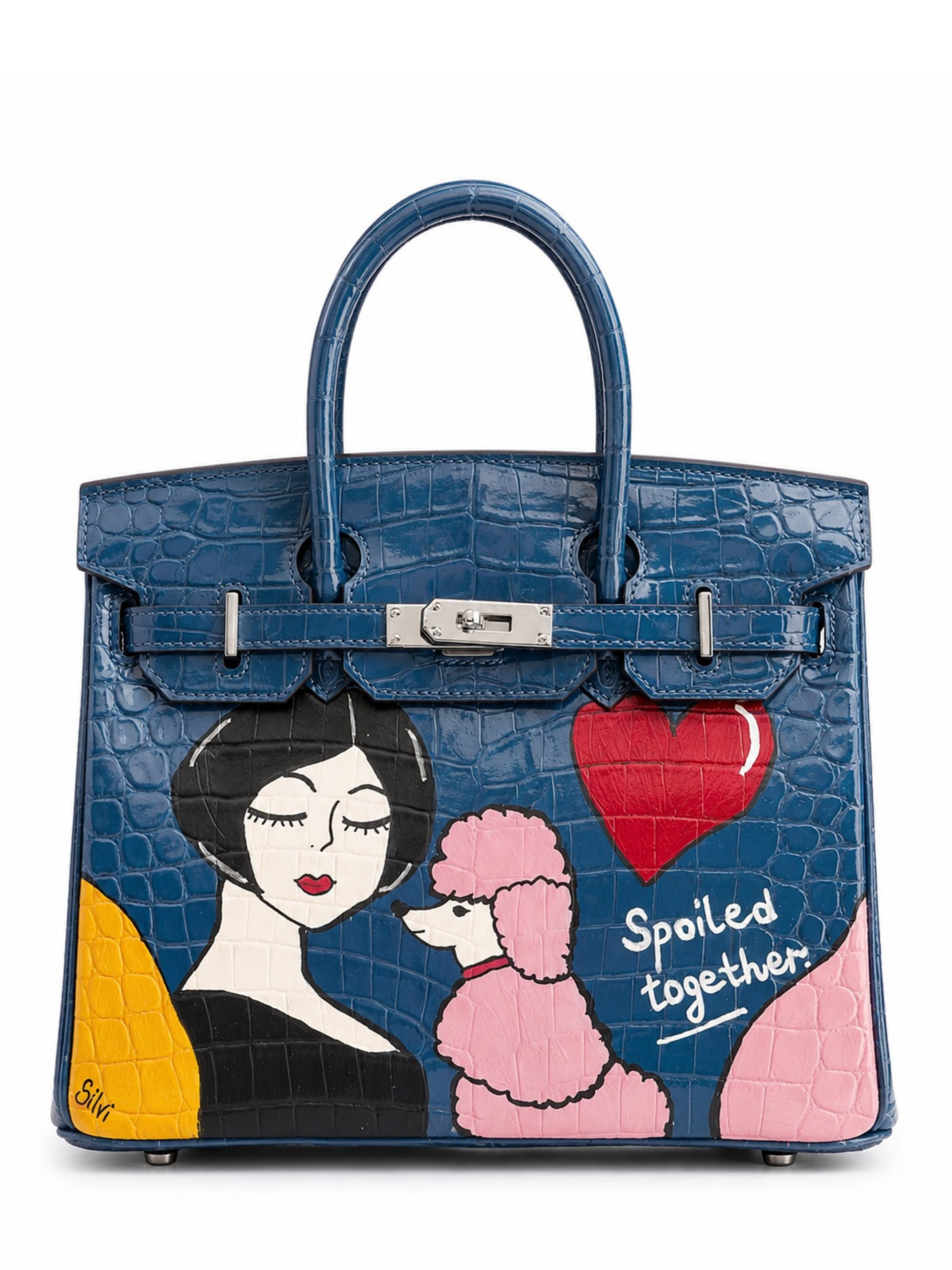 Silvi Blue Patent Leather Large Handle