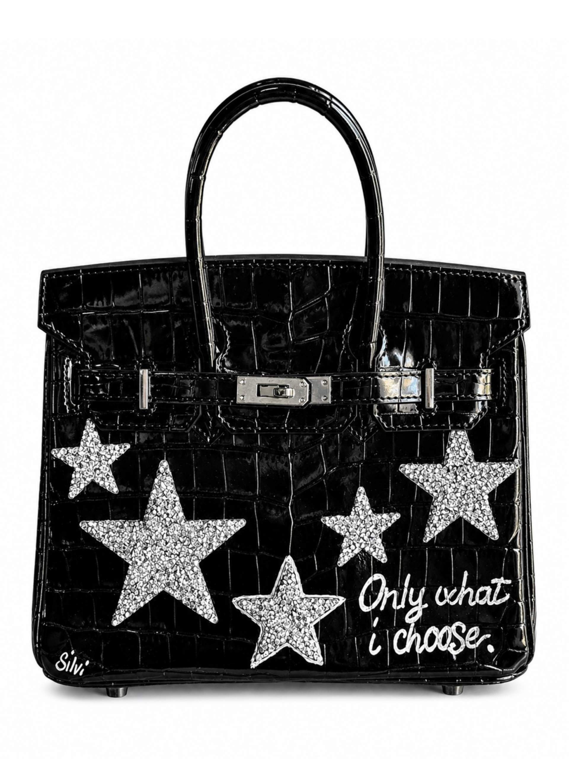 Silvi Black Patent Leather Medium Handle