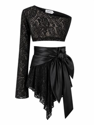 TINNA CONCEPT Lace Set Skirt And One Sleeve Top