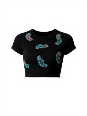 Tamris Couture Black Cropped Top