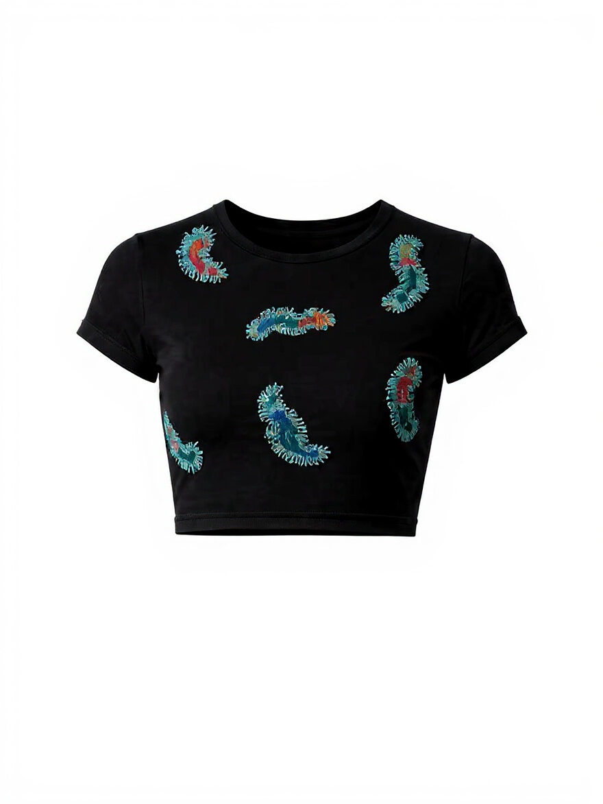 Tamris Couture Black Cropped Top