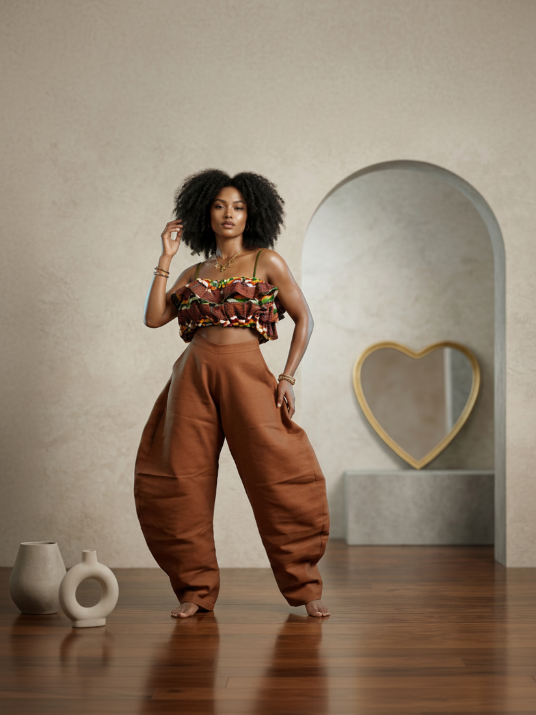 Tamris Couture Brown Wide Leg Pants - Image 2