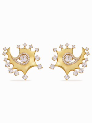Tania Claire Australia Solaris Eye Earrings: gold plated sterling silver statement earrings with crystals, inspired by celestial eye symbolism.