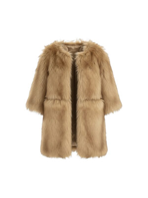 VIKTORIA MARCHEV Gold Faux Fur Coat/Outerwear