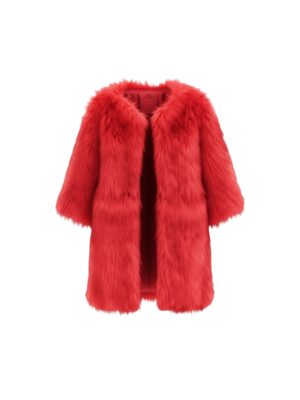 VIKTORIA MARCHEV Red Faux Fur Coat/Outerwear