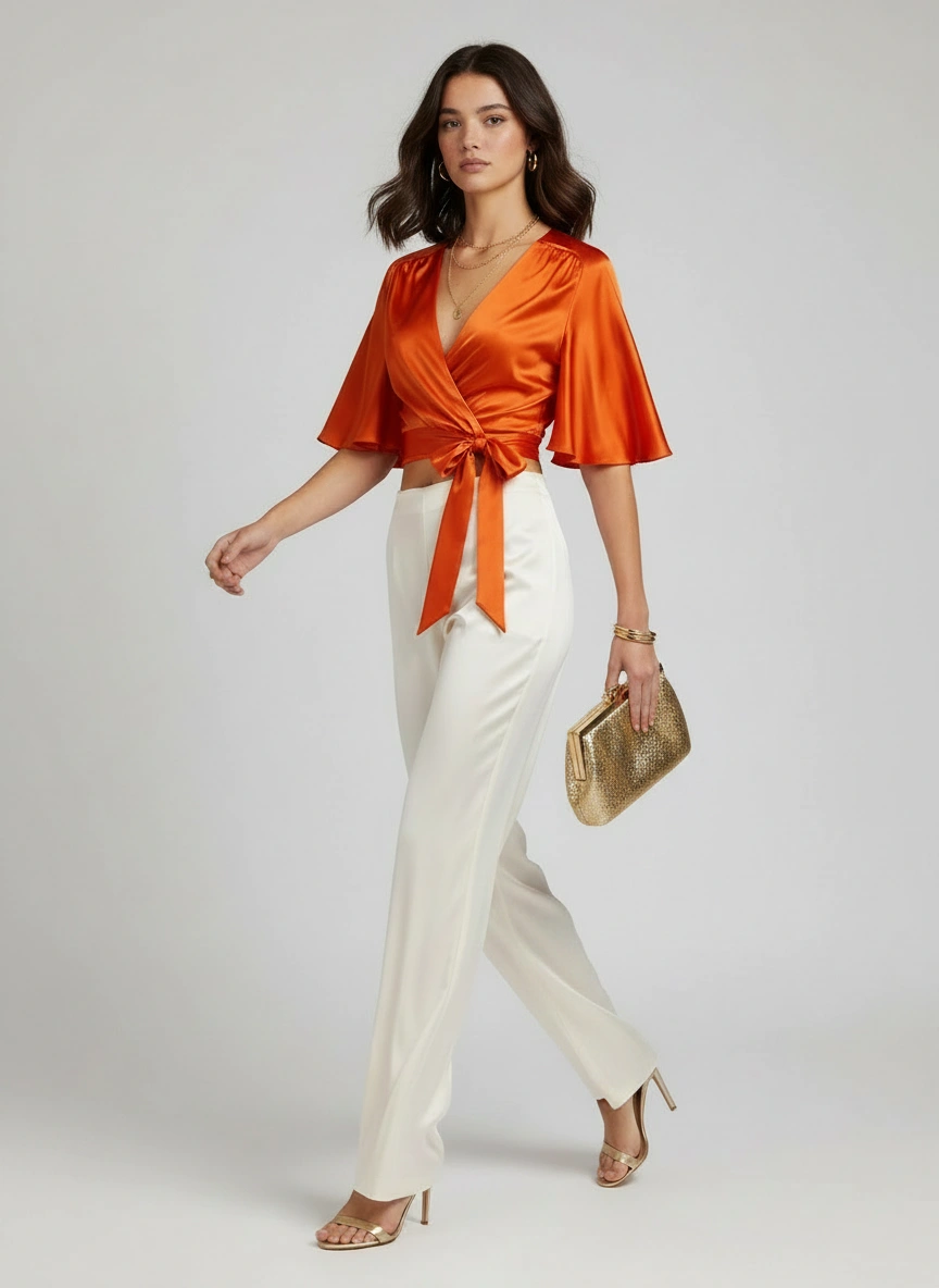 HOUSE OF GILLIAN MARIE COUTURE Orange Blouse Top - Image 2