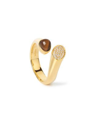 FREQNC atelier serpent ring in gold-plated silver with a tiger's eye stone