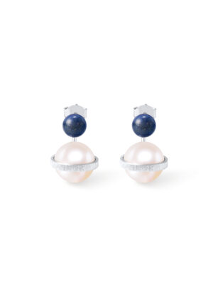 FREQNC atelier cosmic egg ear jacket earrings with lapis lazuli and pearl