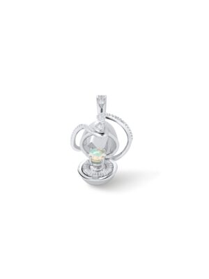 FREQNC atelier orphic egg pendant necklace in silver with an opal