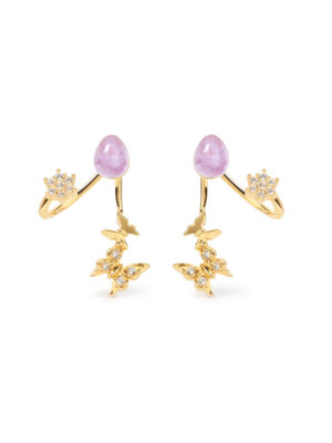 FREQNC atelier butterfly ear jacket earrings in gold with amethyst