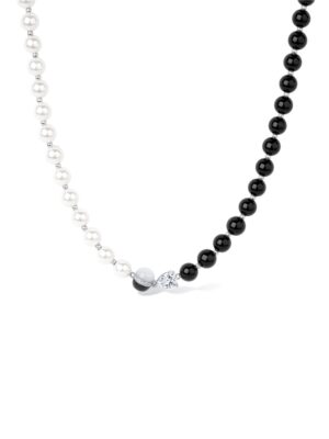 FREQNC atelier ouroboros silver choker - black onyx & pearl