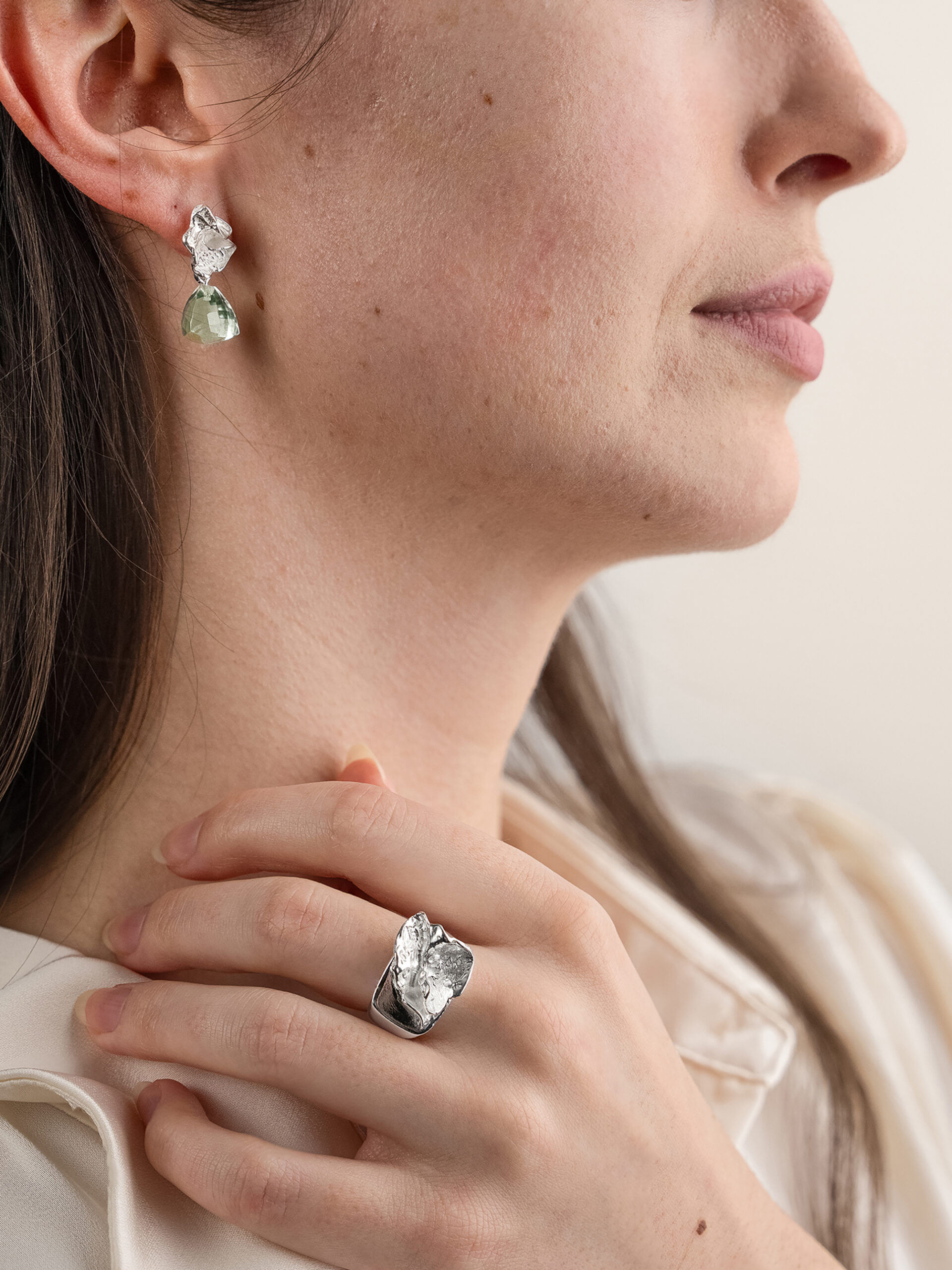 Sylvsmidja White Silver Earrings - Image 2