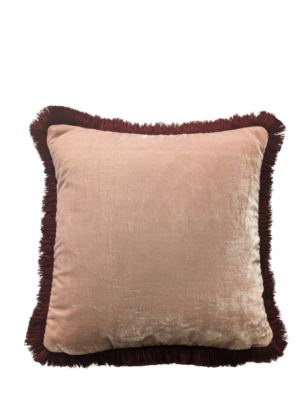 Velvet Fringe Home Pink Dusty Pink Pillow