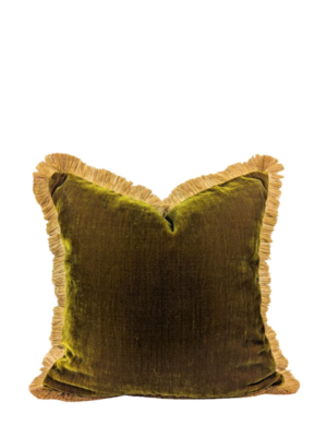 Velvet Fringe Home Green - Chartreuse Velvet Pillow