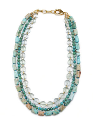 Dina Mackney Green Triple Turquoise And Flourite Necklace