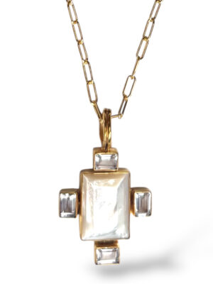 Dina Mackney Pearl Block Topaz Necklace
