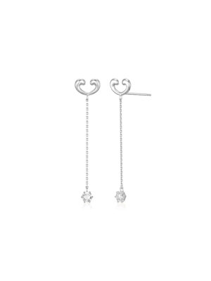 REVE Silver Lab Diamond Phal Love Drop Earrings