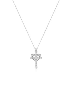 REVE Silver Lab Diamond Phal Love Cross Necklace