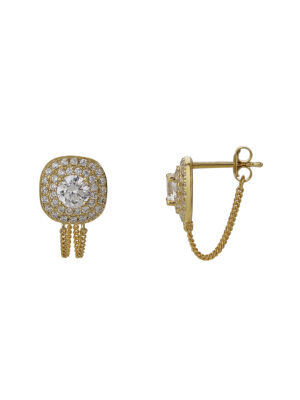 REVE Silver Halo Chain Earrings
