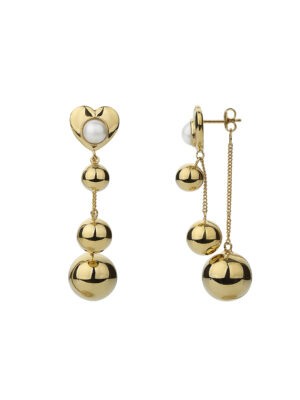 REVE Gold Love Ball Drop Earrings