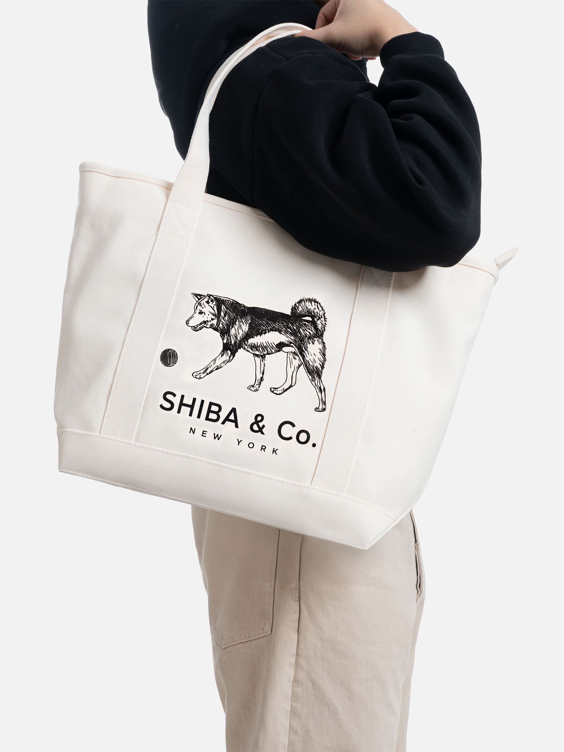 SHIBA & Co.® Classic Shiba Inu Illustration Everyday Large Canvas Tote - Image 2