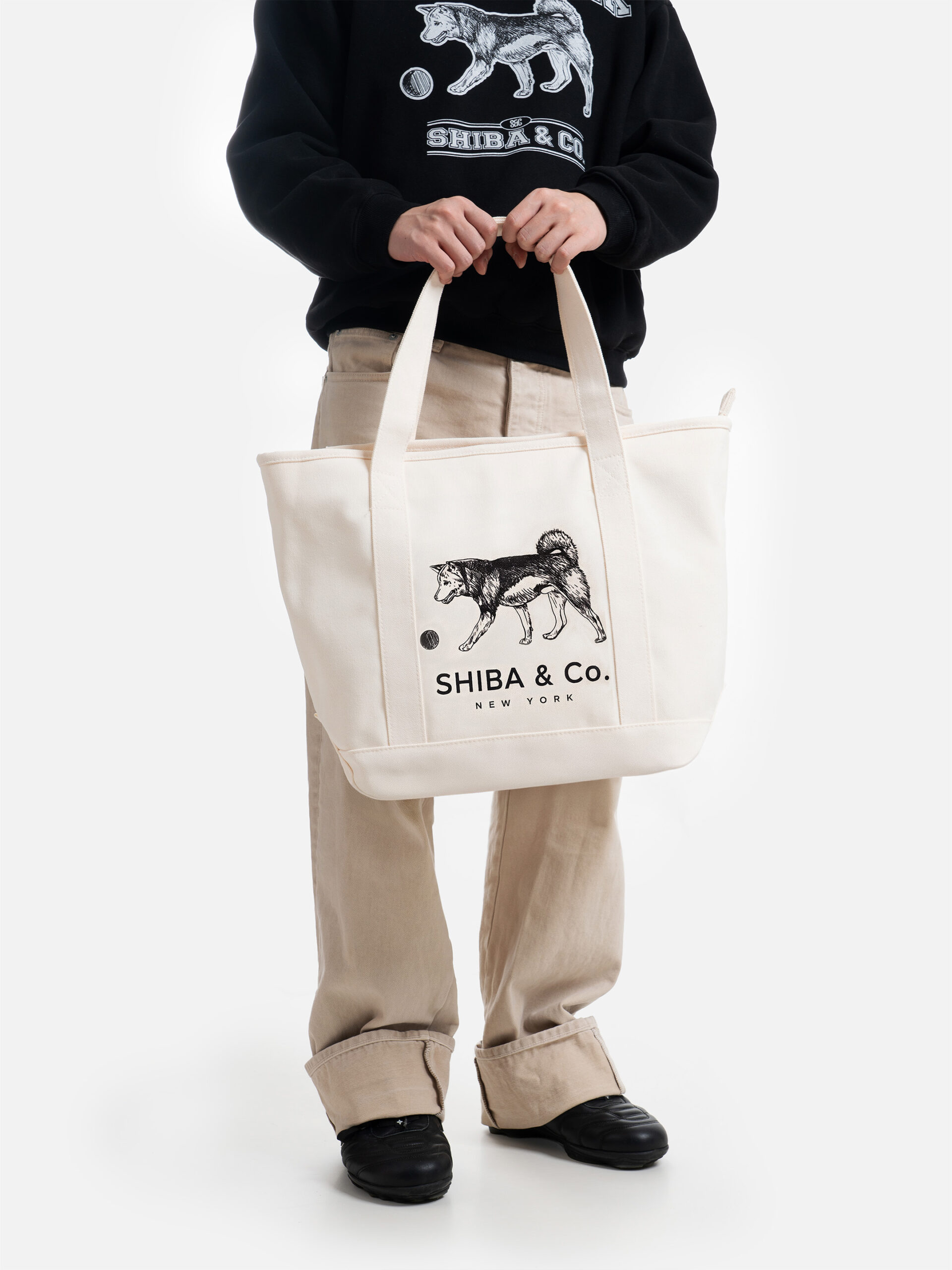 SHIBA & Co.® Classic Shiba Inu Illustration Everyday Large Canvas Tote - Image 6