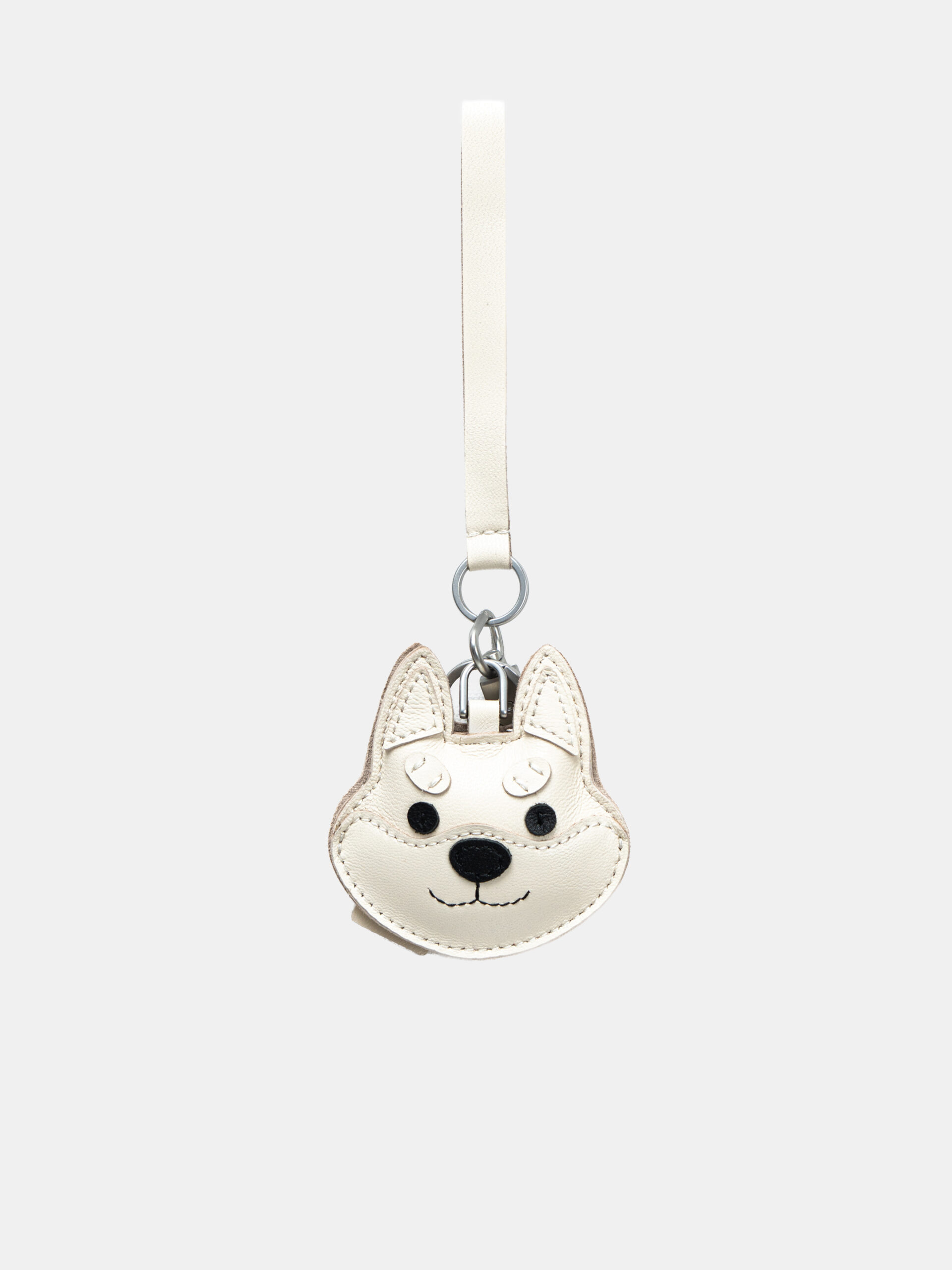 SHIBA & Co.® Shiba Inu Bag Charm In Italian Leather - Cream White - Image 4