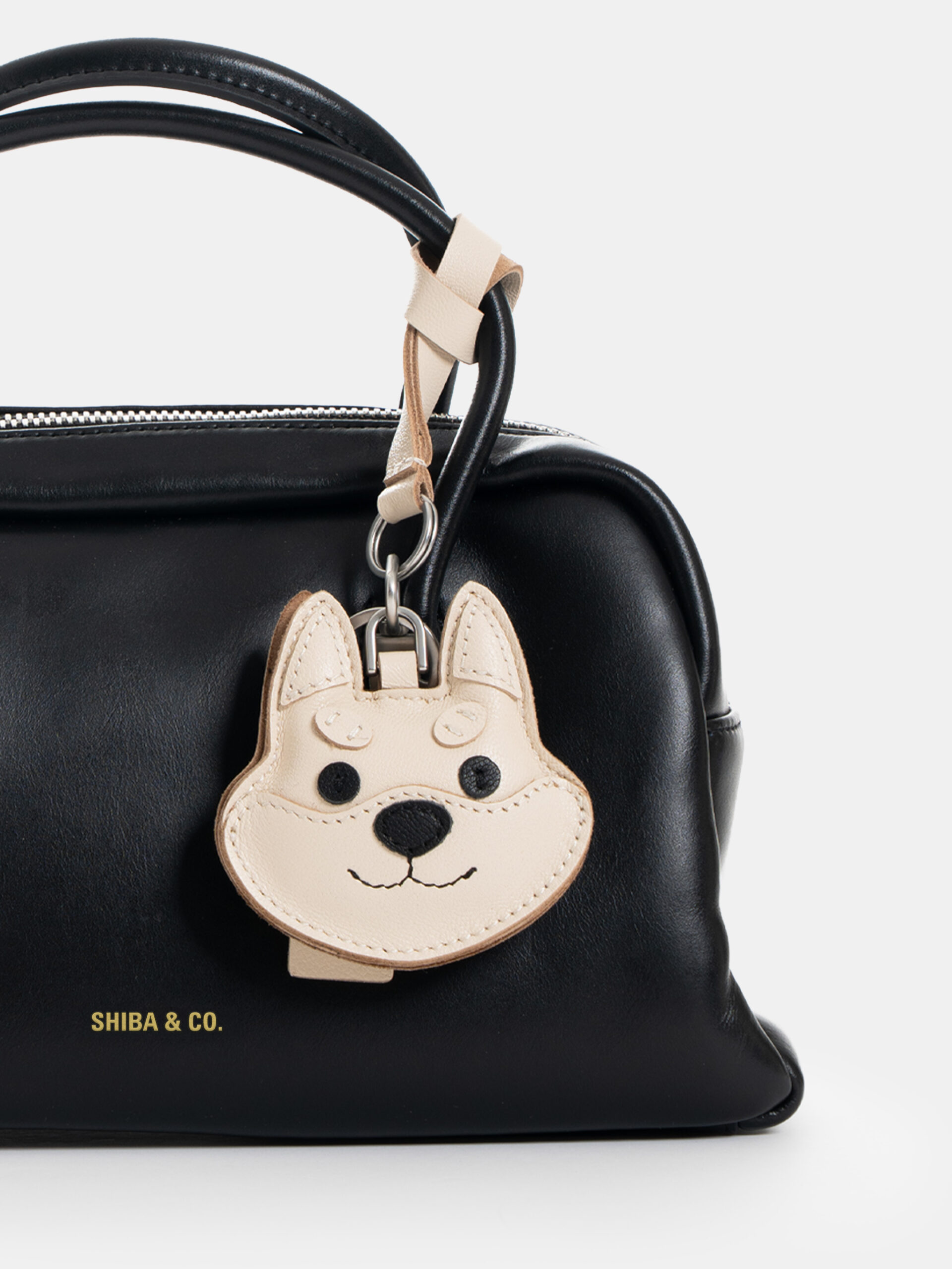 SHIBA & Co.® Shiba Inu Bag Charm In Italian Leather - Cream White - Image 2