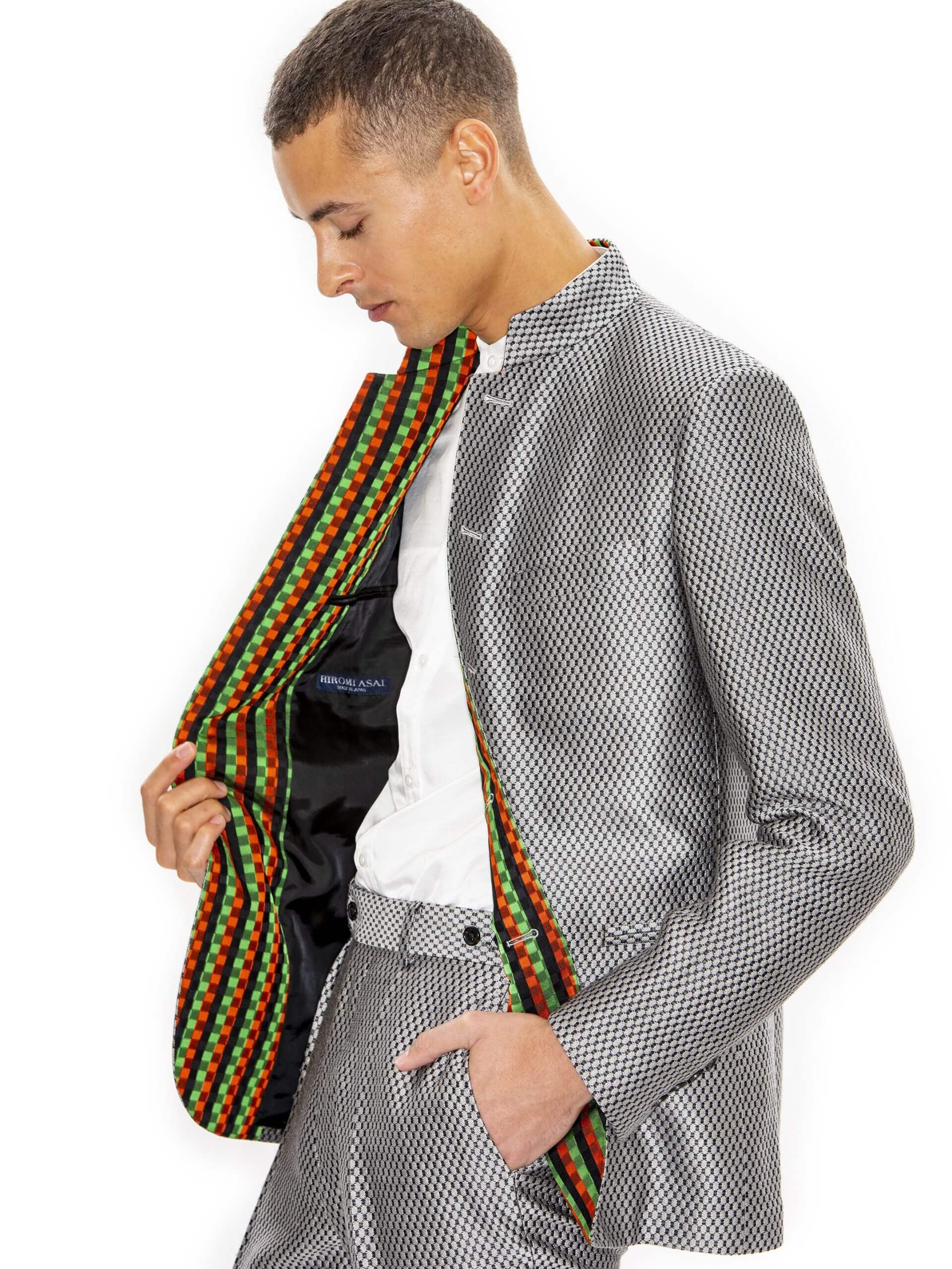 Hiromi Asai Silver No Collar Jacket