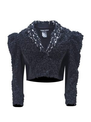 2madison Avenue Agnez Fur Black Blazer with Sequince