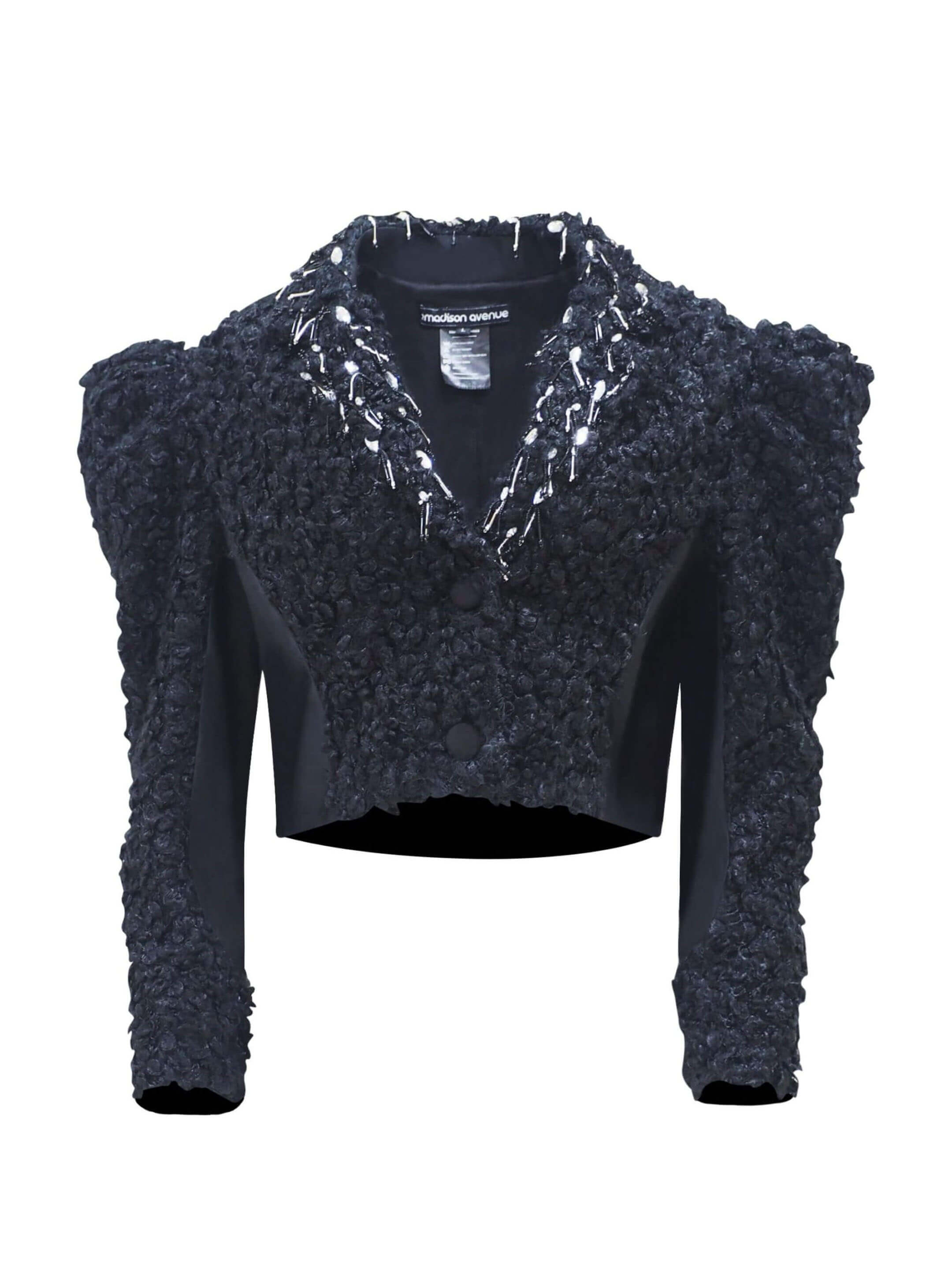 2madison Avenue Agnez Fur Black Blazer with Sequince